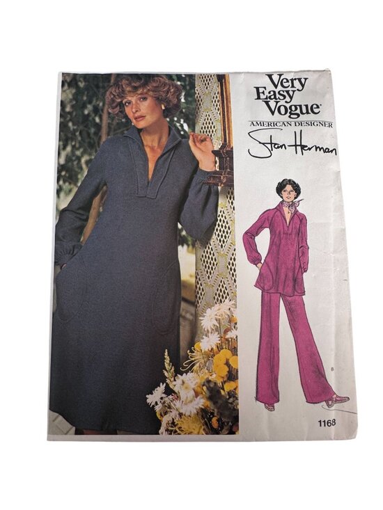 Vogue Other - Vogue Sewing Pattern 1168 Stan Herman 70s Dress Wide Leg Pants Lounge Set 12 UC